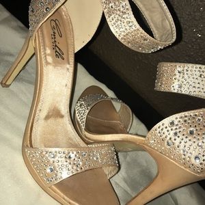 Champagne gold ankle strap with zipper